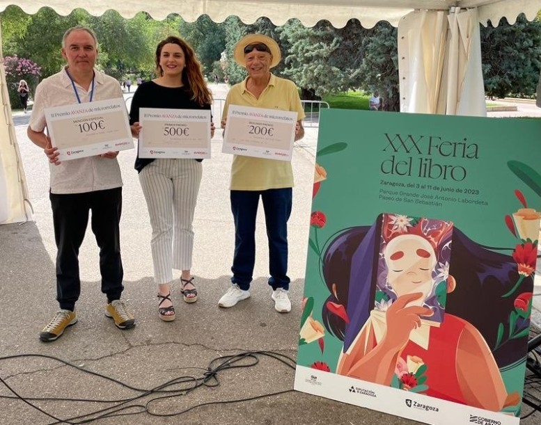 En la imagen, Rafa Yuste (Aeditar); Andrea Bonafonte (Avanza Zaragoza) y Jordi Siracusa (Asociación Aragonesa de Escritores).