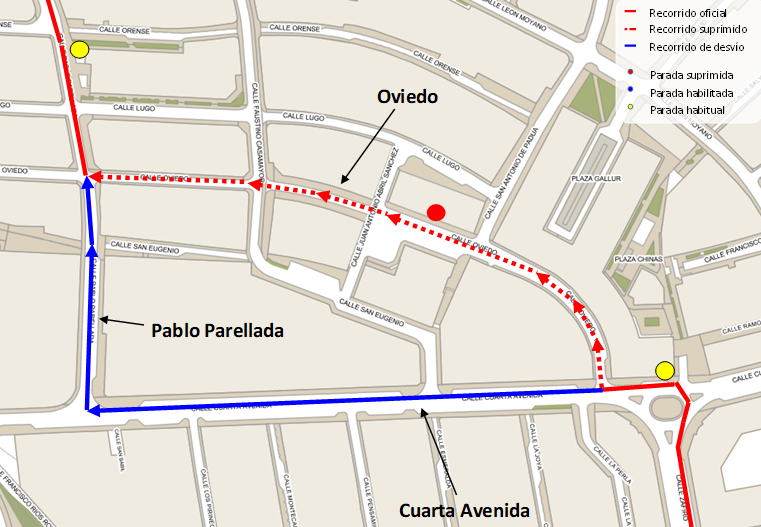 Mapa con el recorrido alternativo